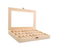 PRETYZOOM Boîte en Bois Beige Coffret de Rangement Pratique Couvercle Transparent pour Collection de Minéraux et Pierres pour Éducation Géologique et Institutions Éducatives