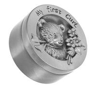 PRETYZOOM Boîte Ronde De Conservation De Dents De Lait En Métal Vintage Motif Ours Bronze, Boîte à Souvenirs Pour Bébé, Trousse Mémoire Pour Premières Coupures, Présent De Naissance Unique