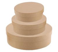 PRETYZOOM Boîtes Rondes Papier Kraft 3 Pièces pour Rangement Alimentaire et Création Artistique Couvercle pour Emballage Présent et Pâtisserie DIY