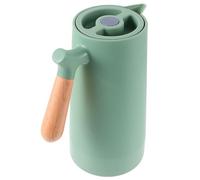 PRETYZOOM Bouilloire Chauffante Bouilloire D'eau Chaude Grande Capacité en Verre Vert, Isolation Thermique Anti-brûlure, Poignée Large en Bois, pour Thé et Eau Chaude Maison