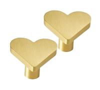 PRETYZOOM Boutons De Tiroir En Laiton Massif Cœur Doré Certifié Poignée Bouton Décorative Finition Dorée Élégante Pour Commode Chambre La Cuisine Lot De 2 Pièces Usage Maison Et Rénovation