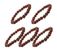 PRETYZOOM Bracelet Chapelet Couleur Café en Plastique et Bois 5 Pièces avec Perles de Croix, Confortable à Porter, Solide et Style Rustique pour Prières Chrétiennes