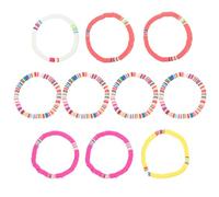 PRETYZOOM Bracelets Bohèmes Colorés 6mm Corde Élastique Extensible Lot de 10 en Pâte Polymère Faciles à Porter et Résistants Décoloration, Plage Plusieurs styles Plusieurs styles