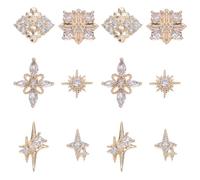 PRETYZOOM Breloques pour Ongles Métal Vintage 12 Pcs Strass Décoratifs pour Manucure Petits Ornements Étoile Ajourés Accessoires Nail Art pour Créations Personnalisées