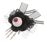 PRETYZOOM Broche Gothique avec Texture Os et Œil en Tissu et Plastique Noir Forme Fleur, Fixation Sécurisée Dimensions 16,5x13x5 Cm pour Fête D'halloween ou Célébrations Intérieures