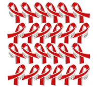 PRETYZOOM Broche Ruban Rouge Épingle Facile à Fixer 30pcs en Alliage de Zinc Brillante, pour Sensibilisation Vih et Santé Publique
