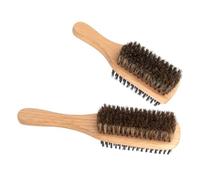 PRETYZOOM Brosse à Cheveux en Poils de Sanglier Double Face pour Hommes Lot de 2 Brosse Coiffante et Nettoyante Multifonction pour Barbe Cheveux Fins et Entretien Quotidien