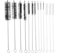PRETYZOOM Brosse de Nettoyage Extra Plate en Acier Inoxydable et Nylon, Compacte et Légère, pour Tubes et Infuseurs à Thé, Nettoyage des Pailles et Bouteilles, Lot de 13 Pièces