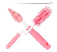 PRETYZOOM Brosses De Nettoyage Pour Biberons Et Pailles Bébé, Ensemble Multifonction, Silicone Souple Cherry Red, Nettoyage Domestique Hygiénique, Brosses Légères Réutilisables, Kit 3 Pièces