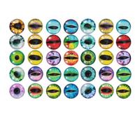 PRETYZOOM Cabochons Ronds en Verre 14 Mm, Autocollants Œil d'animal pour Bijoux DIY, Lot de 50 Pièces Couleurs Aléatoires, Accessoires Créatifs pour Couleur Aléatoire Style Aléatoire