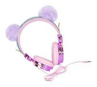 PRETYZOOM Casque Audio Garçon et Filles Micro Réglable, Licorne Violet Orné de Pompon en Fourrure, Câble de 1,2 M, Volume Limité à 85, Adapté pour L'École Loisirs Couleur Aléatoire