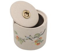 PRETYZOOM Cendrier et Atmosphère Fraîche en Céramique Coupe-Vent Beige avec Couvercle et Design Créatif Garde Les Cendres Contenues pour Usage Extérieur et Bureau