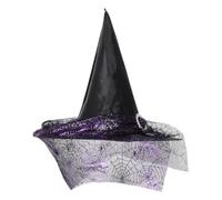 PRETYZOOM Chapeau de Sorcière Violet pour Femme en Polyester Large Bord et Pointe Pointue, Confortable et Qui Maintient Sa Forme, pour Halloween et Fêtes Costumées