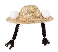PRETYZOOM Chapeau Facile à Porter Enlever en Paille Tressée Style Simple et Élégant pour Animaux de Compagnie Sorties Estivales des Animaux