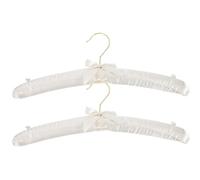 PRETYZOOM Cintres RembourréS en ÉPonge - 2Pcs Satin De Soie Blanc avec NœUd ÉLéGant Et Crochets DoréS AntidéRapants pour Mariage Et Rangement De VêTements