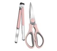 PRETYZOOM Ciseaux Cuisine Inox Multifonction Pinces à Barbecue Robustes, Lame Tranchante, Poignée Ergonomique, Ensemble 2 Pièces, Adaptés Barbecue Extérieur Et Préparation Viande, Coloris Rose