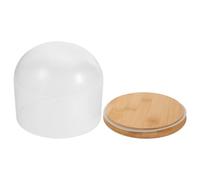 PRETYZOOM Cloche en Verre Transparente 15x12 Cm avec Base en Bambou Étanche, Vitrine sous Dôme pour Fleurs Éternelles, Objets de Collection, Présentoir à Gâteaux et Décoration Intérieure