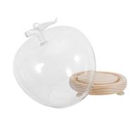PRETYZOOM Cloche en Verre Transparente de Pomme Grosse Taille avec Socle en Bois Lumineux, Dôme Décoratif Anti-poussière pour Figurines et Fleurs Éternelles, Décoration Maison et Bureau