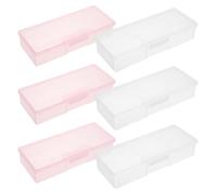 PRETYZOOM Coffret de Rangement pour Manucure 6 Pièces Transparent et Rose, Boîte en Plastique Solide 19 Cm Compartiments Multiples, Trousse de Manucure Pratique pour Usage Professionnel