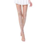 PRETYZOOM - Collants ultra fins en nylon pour femme - Paillettes dorées - Élastiques - Pour un usage quotidien - Noël, Halloween, festival - Argenté -