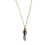 PRETYZOOM Collier Élégant pour Couple Pendentif Noir et Or en Laiton, Bijou Romantique Léger et Simple, Présent pour Saint-valentin et Témoignage D’amour, Accessoire Unisexe