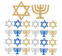 PRETYZOOM Confettis Pailletés pour Table De Hanoukka 100 Pièces Décoration Festive Scintillante Confettis De Papier 50 Étoiles De David Dorées 50 Supports De Bougies Fête Juive