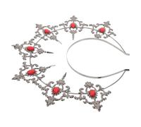 PRETYZOOM Couronne de Déesse Grecque en Métal Rouge Strass, Bandeau Halo Hérissé pour Cheveux, Accessoire Léger et Flexible pour Fête, Mariage et Cosplay Style Dark Lolita, Serrage-tête