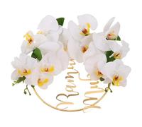 PRETYZOOM Couronne de Porte D'entrée pour Aïd Moubarak, Guirlande Décorative Artificielle Ronde en Roses Blanches, Décoration Intérieure Festive pour Ramadan, à Suspendre Facile, Design