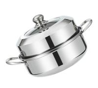 PRETYZOOM Cuiseur Vapeur Solide Conduction Rapide Chaleur à Double Couche en Acier Inoxydable Ustensile Cuisine pour Cuisson Saine Vapeur