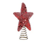 PRETYZOOM Décoration Cinq étoiles d'arbre de Noël décoration de noël Star Treetop Topper d'arbre de Vacances Metall Stern Red
