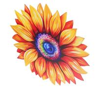 PRETYZOOM Décoration Murale Tournesol En Métal Bleu Foncé, Art Mural Soleil En Fer, Style Nordique, Décoration Suspendue Pour Salon Jardin Balcon, Présent Pendaison Crémaillère,