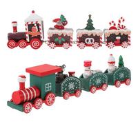 PRETYZOOM Décorations de Train de Fête en Bois 2pcs Style Charmant Quatre Sections pour Décoration de Table et Maison Festive