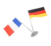 PRETYZOOM Drapeaux de Table Français et Allemand Miniatures avec Mât en Métal et Socle Stable, Support D'affichage de Drapeau pour Bureau, Salle de Réunion, Décoration Professionnelle,