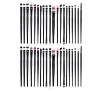PRETYZOOM Ensemble de 2 Kits Pinceaux de Maquillage Yeux 20 Pièces Poils Doux Manches Noirs Pinceaux à Paupières Portables pour Maquillage Professionnel et Voyage