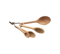PRETYZOOM Ensemble de 4 Cuillères Doseuses en Bois de Hêtre Naturel, Mesures Précises pour Ingrédients Secs ou Liquides Rangement Emboîtable Khaki
