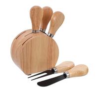 PRETYZOOM Ensemble de Couteaux à Fromage avec en Bois D'oak en Acier Inoxydable Bloc de Rangement Élégant pour Dîners de Fête et Soirées en