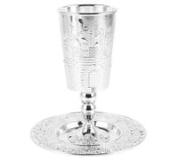 PRETYZOOM Ensemble Tasse De Kiddouch Et Soucoupe Pour Shabbat En Alliage De Zinc Coupe De Kiddouch Judaica Réutilisable Pour Célébrations Juives Traditionnelles