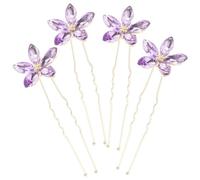PRETYZOOM Épingles à Cheveux en Strass Violet Lot de 4 Pièces Forme U en Alliage pour Coiffures Relevées et Chignons d'Invitées de Mariage