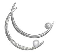 PRETYZOOM Épingles à Cheveux Lune Chinoises en Lot de 2, Bâtonnets Incurvés pour Chignons, Accessoires Cheveux Femme, Style Vintage Argenté Perles, Coiffure Élégante Soirée