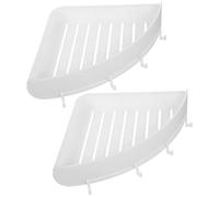 PRETYZOOM Étagère d'angle de Salle de Bain Blanche en Abs sans Perçage, Support de Rangement Mural Facile à Installer Forte Capacité de Charge pour Coins