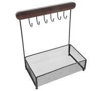 PRETYZOOM Étagère de Rangement pour Entrée en Métal Noir Phantom Base Carrée, Organisateur de Table Multifonction pour Bijoux et Clés, Présentoir D’Exposition Vertical Compact pour Bureau