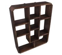 PRETYZOOM Étagère Murale en Bois à Compartiments, 9 Cases Marron | Bois Massif, Pose Verticale ou Horizontale, Fixation Facile, pour Souvenirs et Mini Voitures, Usage Galerie