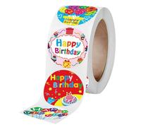 PRETYZOOM Étiquettes Autocollantes Joyeux Anniversaire Rondes 1 Pouce 500 Pièces Autocollants Décoratifs pour Fêtes Fournitures de Fête Autocollants de Paquet et Décoration