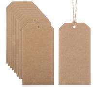 PRETYZOOM Étiquettes avec Ficelle de Jute Kraft en Papier Léger 200 Multi-usages Style Simple et Couleur Kaki Classique pour Diverses Occasions