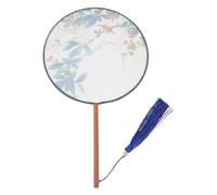 PRETYZOOM Éventail À Main De Style Chinois en Soie Brodée Éventail Rond Pliable Pompons en Soie Broderie Traditionnelle pour Décoration