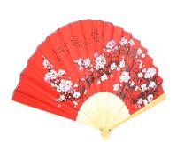 PRETYZOOM Éventail Chinois Mural Pliant Décoratif 50x90 Cm en Bambou et Papier Motif Fleurs de Prunier, Décoration Murale Asiatique pour Salon, Mariage et Photo Studio