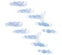 PRETYZOOM Faux Ongles Adhésifs 3D Forme Amande Taille S Décorations Sirène et Méduse Marines Style French Manucure Bleu Océan Boîte 1 Lot Autocollants Ongles pour Fêtes et Usage