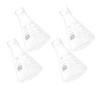 PRETYZOOM Fioles Coniques en Verre Borosilicaté Épaissi Capacité Standard Lot de 4 Forme Triangulaire Lisse et Arrondie, pour Expériences en Chimie Scolaire