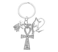 PRETYZOOM Oeil de Horus Porte-Clés Étain Porte-Clés Égyptien Croix Symbole Charme Ankh à Main Pendentif Hippie Suspendu Ornement Porte-Clé de Voiture pour Anubis Amant