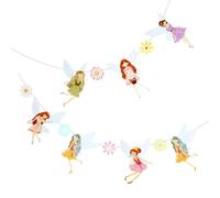 PRETYZOOM Guirlande Fanion 2 Pièces Thème Fées Fleurs, Bannière Anniversaire Féerique pour Garden-party, Décoration Suspendue pour Fête D'anniversaire Garçon et Filles, Déco Anniversaire